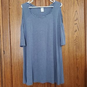 Women's  Terra Sky dress. Blue and white horizontal stripe. Size 0X (14W)